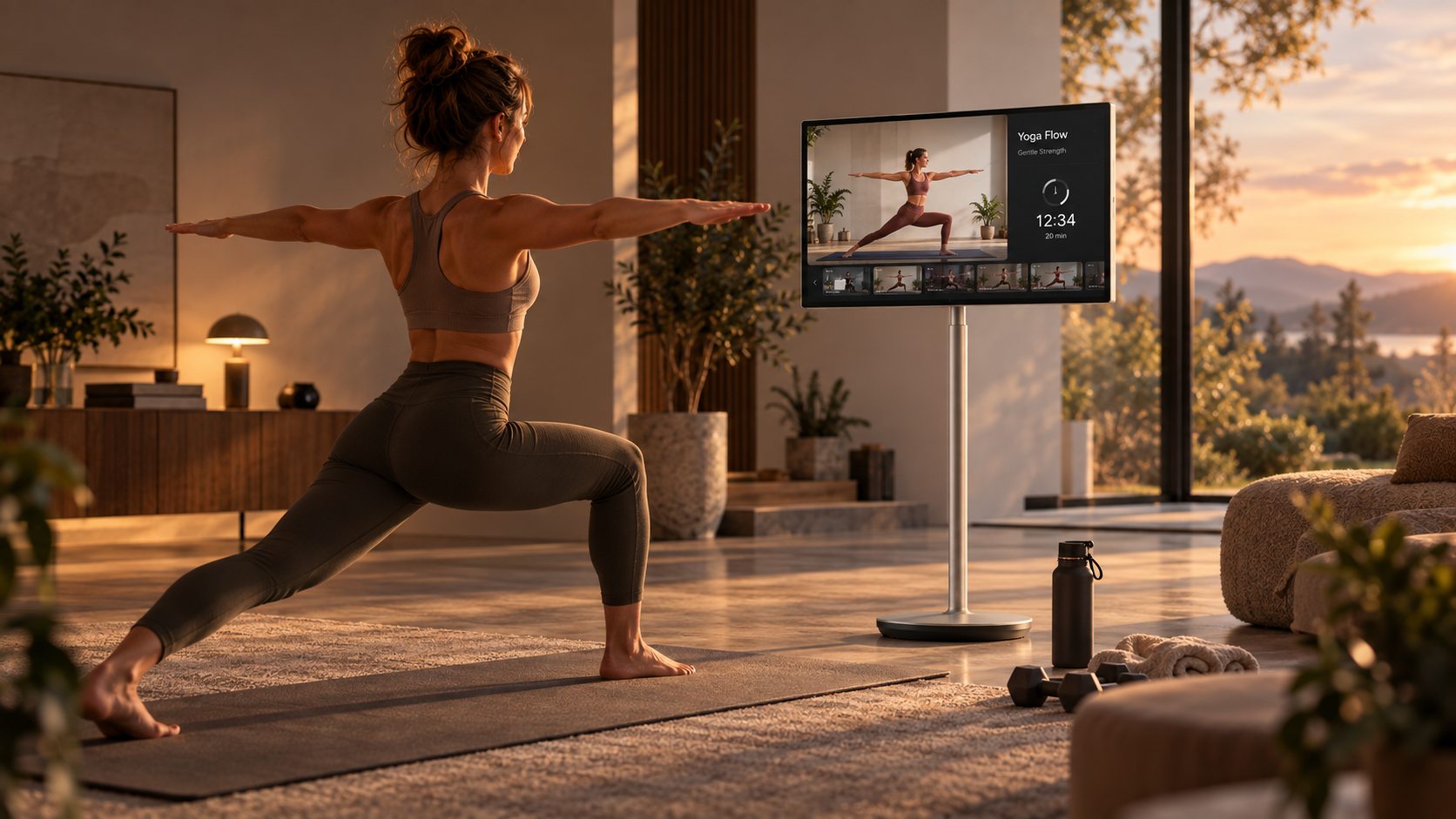 Yoga volgen op Titanium 32 in de woonkamer